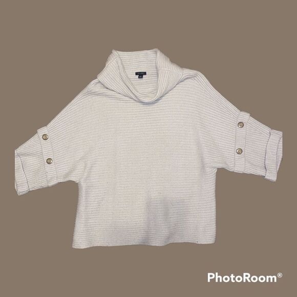 ANN TAYLOR Beautiful Button Sleeve Detail Cowl/Turtleneck Sweater - Picture 1 of 2